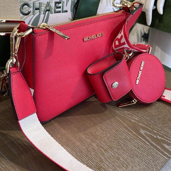 MICHAEL KORS JET SET TRAVEL SMALL SHOULDER CROSSBODY BAG WITH TECH ATTCH AIRPOD - Picture 2 of 16